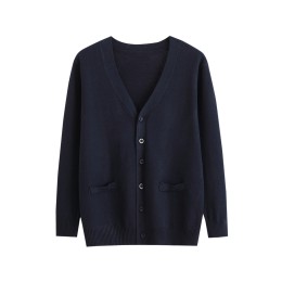 Design solid color cotton cold sweater jacket Knitted V-neck sweater Double side pocket design Thin cold sweater jacket SKSW034 Design solid color cotton cold sweater jacket Knitted V-neck sweater Double side pocket design Thin cold sweater jacket SKSW034